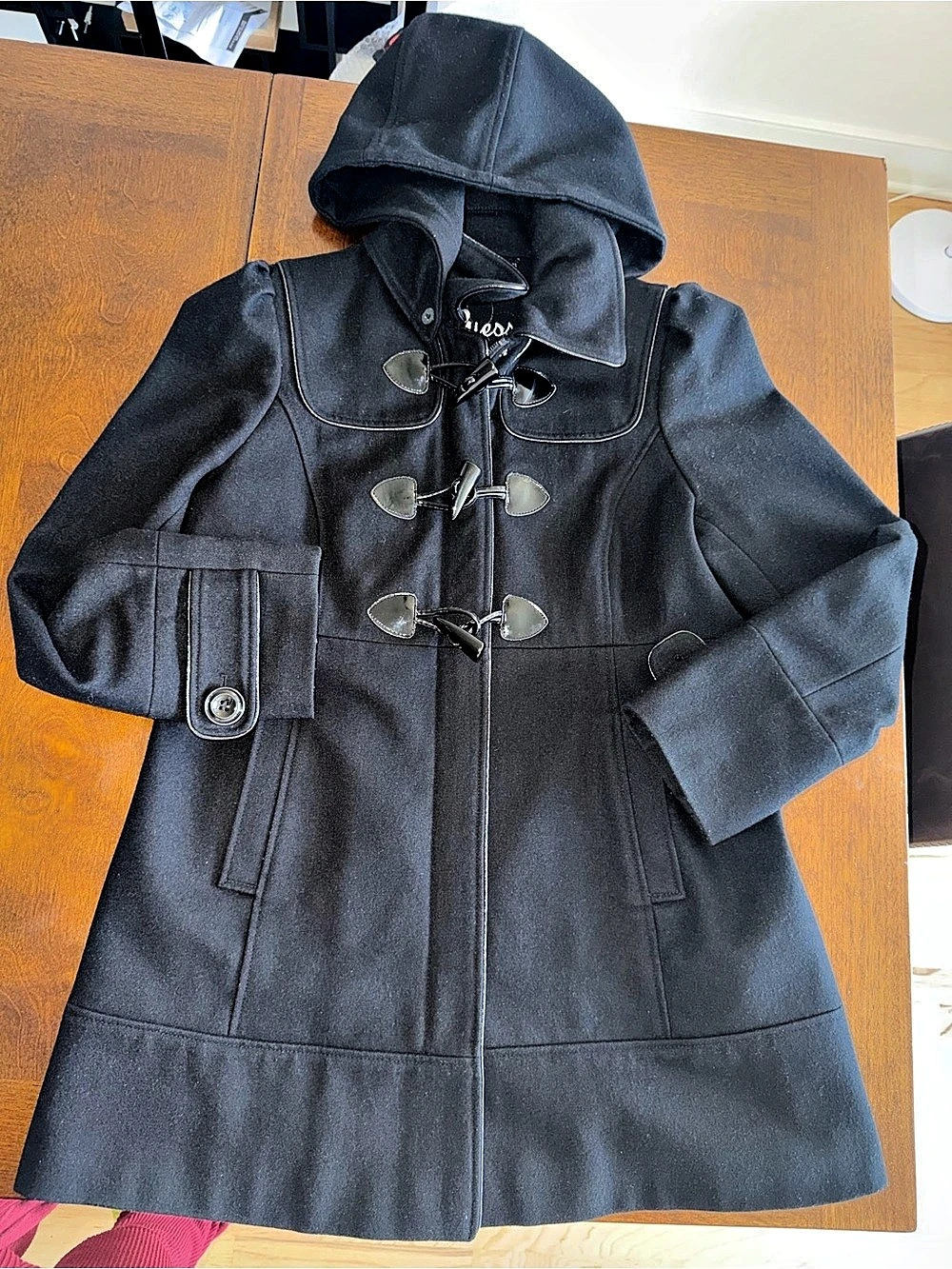Cremieux Black Hooded Toggle Coat